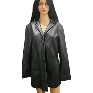 Caslon Black Lamb Leather Notched Lapel Blazer Jacket size L